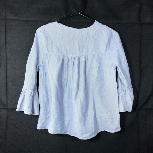 Madewell Womens Shirt Blue White Veranda Bell Sleeve Button Down XS - Picture 10 of 12